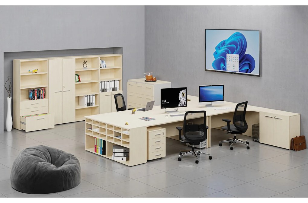 Regał sortujący PRIMO WOOD, 740 x 800 x 420 mm, 18 przegród, brzoza