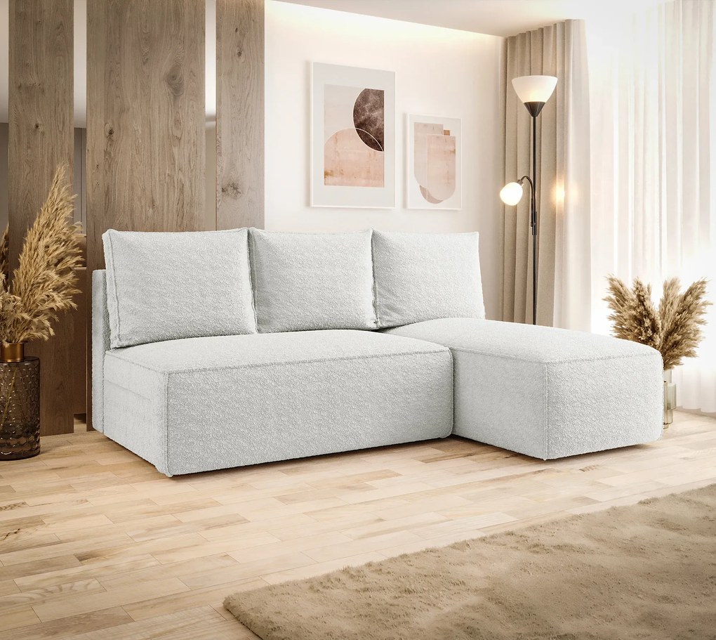 Biała sofa narożna z pojemnikiem S0-B04
