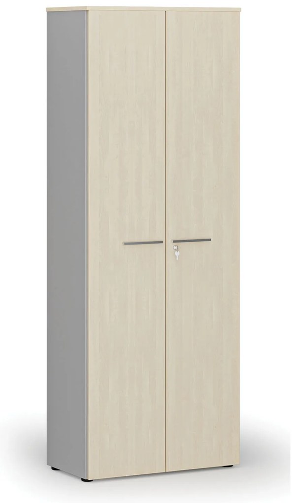Szafa biurowa z drzwiami PRIMO GRAY, 800 x 420 x 2128 mm, szary/brzoza