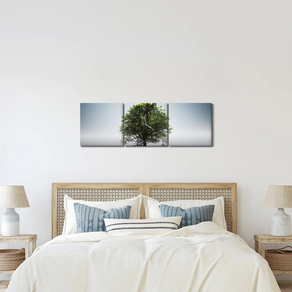 Obraz - Samotne drzewo (z zegarem) (90x30 cm)