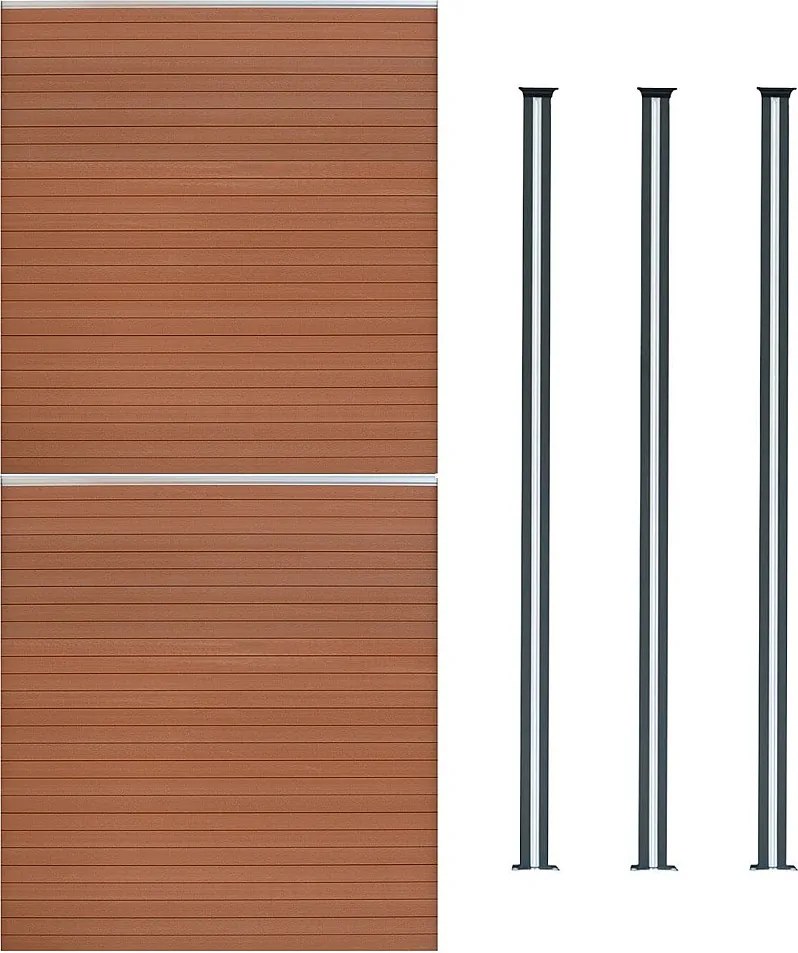 Panel ogrodzeniowy kompozytowy x 2 i słupki LED 6 stóp x 11,5 stopy - brązowy