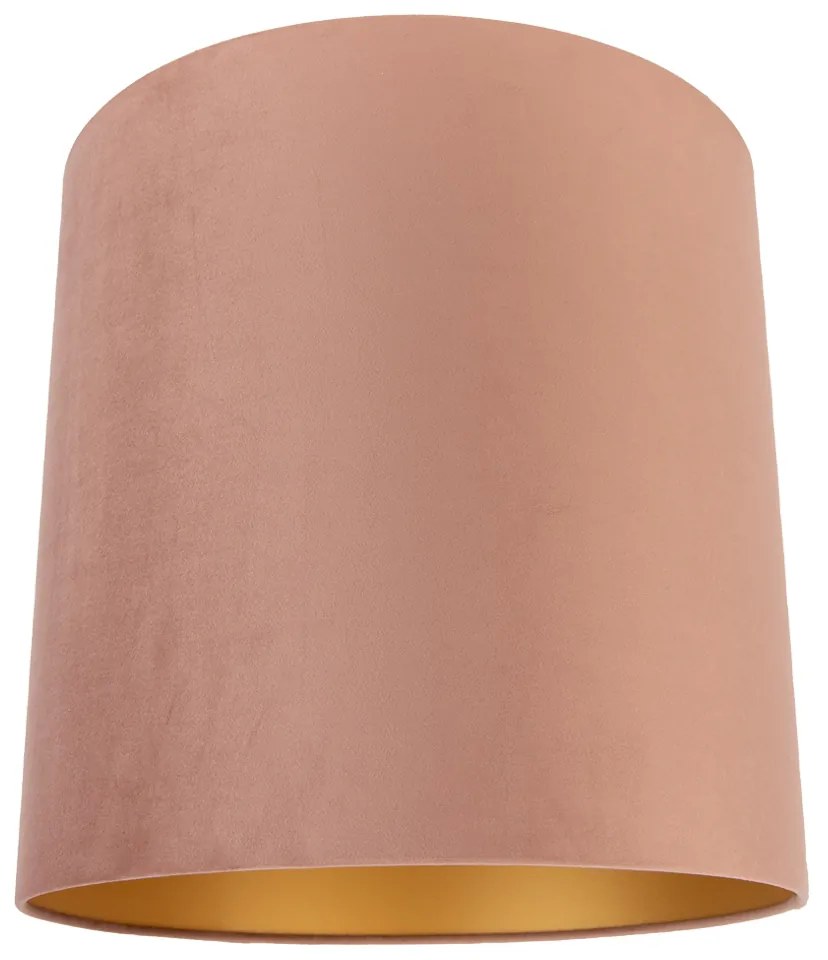 Aksamitny abażur różowy 40/40/40 ze złotym wnętrzem klasyczny/Antyczny