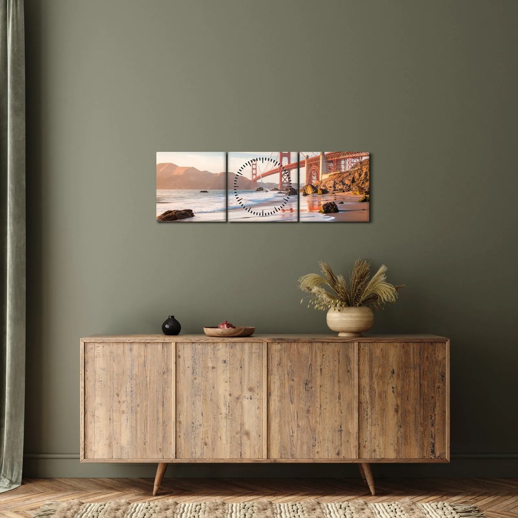Obraz - Golden Gate Bridge (z zegarem) (90x30 cm)