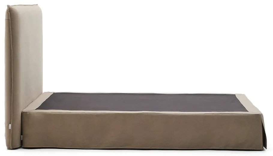Szarobrązowe tapicerowane łóżko dwuosobowe 160x200 cm Jaira – Kave Home