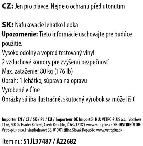 Vetro-Plus Nadmuchiwane leżak Piracka czaszka, 159x 120 cm