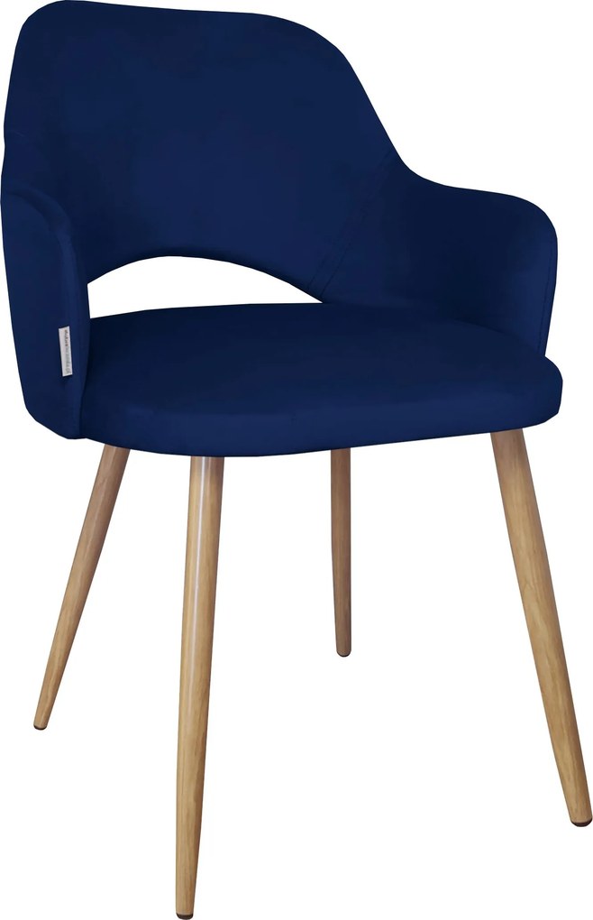 Krzesło Milano tkanina Welur noga metalowa elegancki komfort wnętrza : Kolor nogi - Dąb stożek, Kolor tkaniny - VELVET - MG16, Typ siedziska - Siedzisko stałe