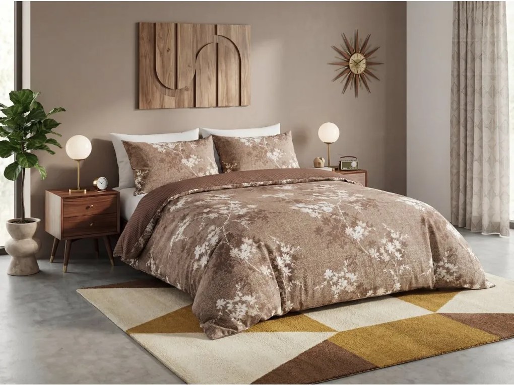 PrzytulneMieszkanie.pl PrzytulneMieszkanie.pl Pościel z mikroflanelu BRONIVA brązowe Rozmiar pościeli: 70 x 90 cm | 140 x 200 cm