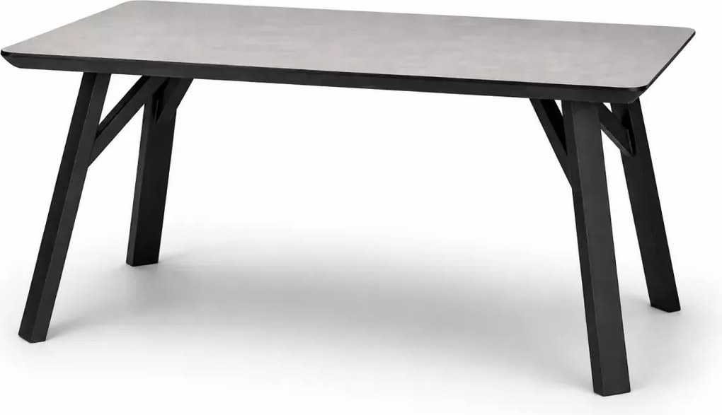 Stół Urbanico 160x90 cm z blatem MDF w kolorze szarego betonu na czarnych nogach do loftowej jadalni