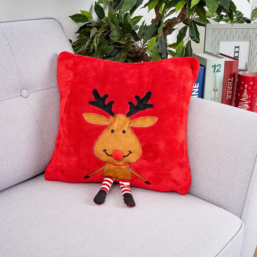 4Home Świąteczna poszewka na poduszkę Happy Reindeer, 40 x 40 cm