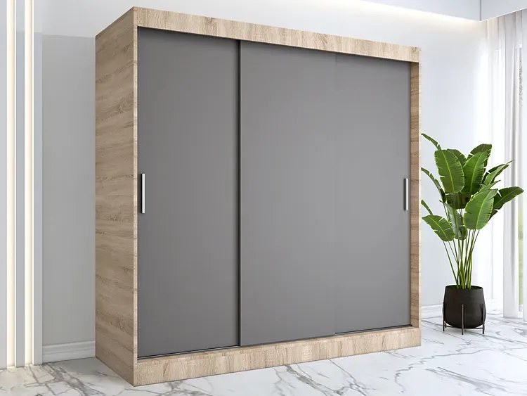Szafa przesuwna 200 cm dąb sonoma + antracyt - Erco 6X
