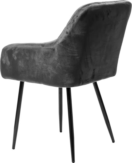 Szare krzesło jadalniane MARLEN VELVET z czarnymi nogami