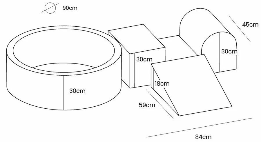 Kremowy aksamitny piankowy plac zabaw 3 szt. wysokość 30 cm 225x90 cm Montessori – Meowbaby