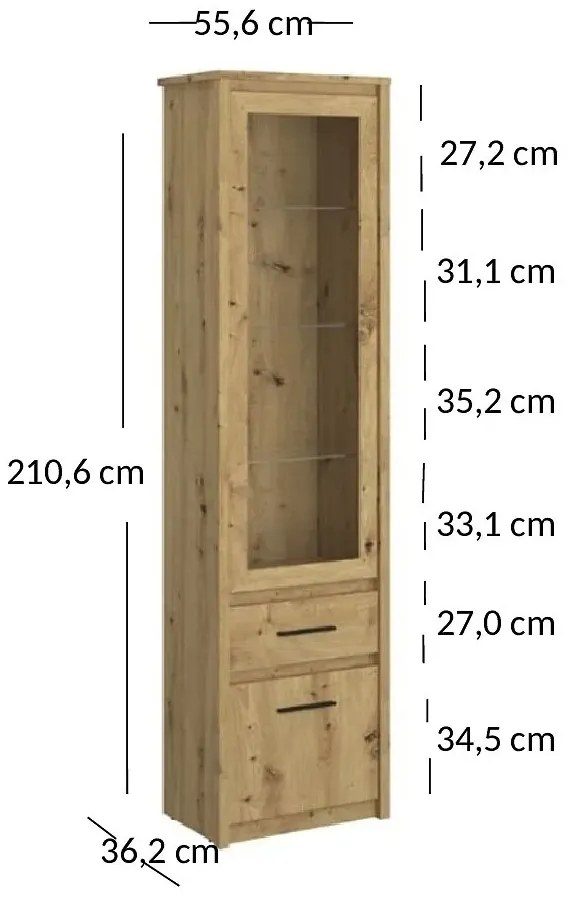 Szklana Witryna Do Salonu Dąb Artisan W9-T45