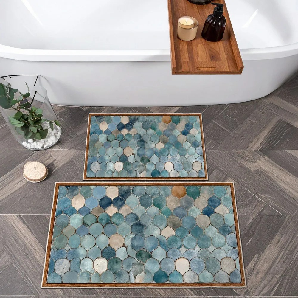 Niebieskie dywaniki łazienkowe zestaw 2 szt. 60x100 cm – Foutastic