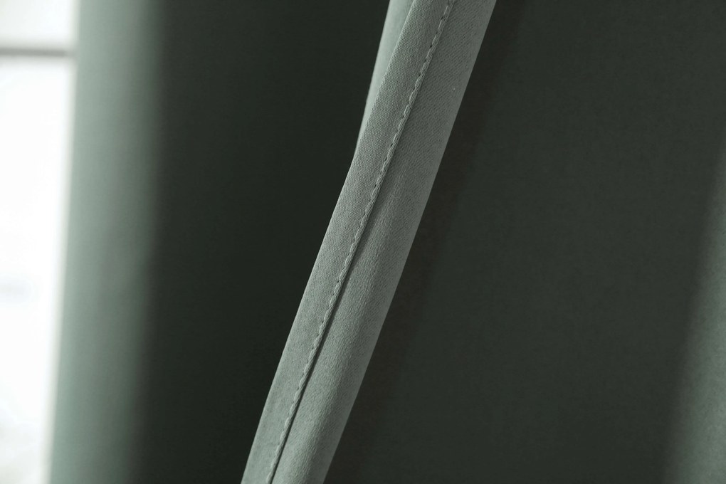 Szaro-zielona zasłona OXFORD 140x250 cm Zawieszanie: Taśma z wiązaniami