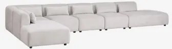 Sofa Modułowy Narożny 6-częściowy Z Podwójnym Szezlongiem Fogler Tkaniny Jasnoszary - Sklum