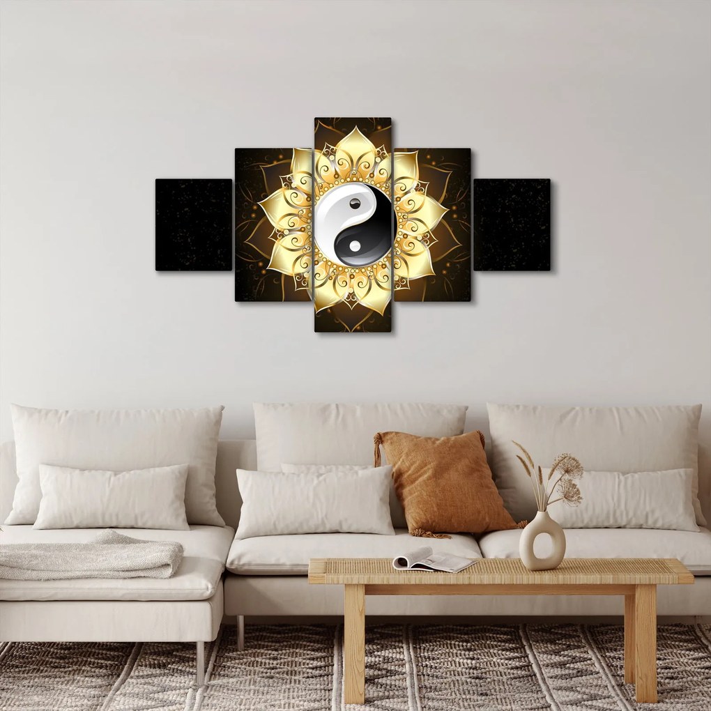 Obraz - Złoty Yin-Yang (125x70 cm)