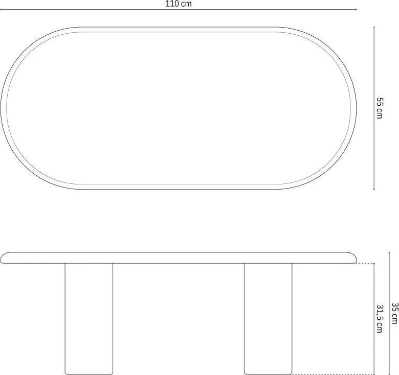 Ława stolik Kawowy Drewno Jesionowe Czarne 110/55/35 Bufi Micadoni