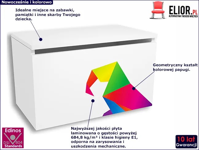 Biały pojemnik na zabawki - Elif 16X