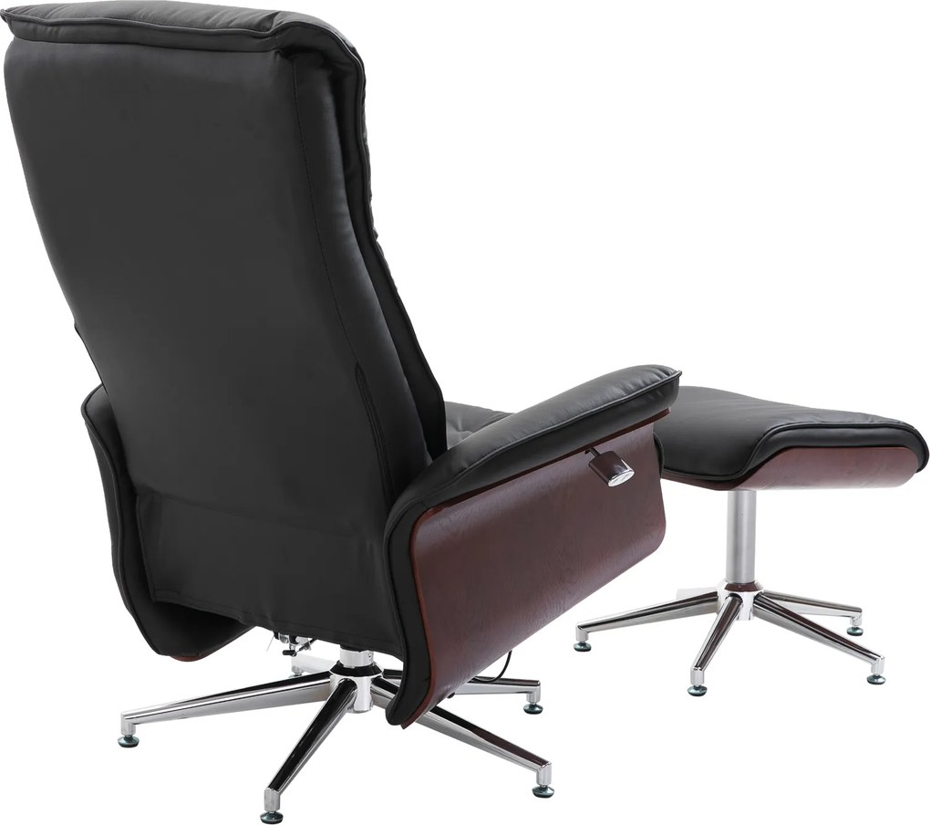 HOMCOM Krzesło TV z podnóżkiem tapicerowane fotel obrotowy 145° odchylany