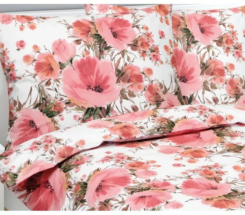 Bellatex Pościel bawełniana Hibiskus różowy, 140 x 200 cm, 70 x 90 cm