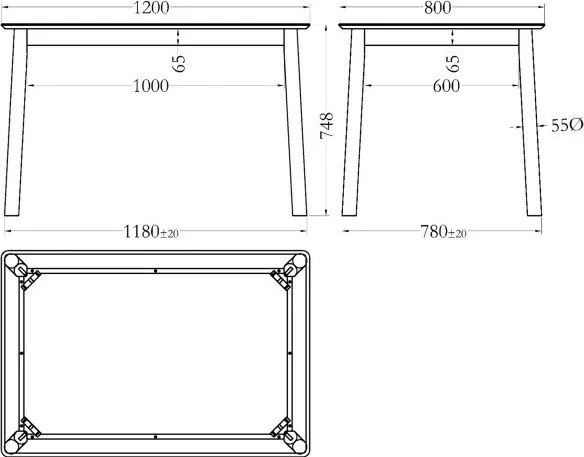 Stół w dekorze dębu 80x120 cm Barlow – Actona