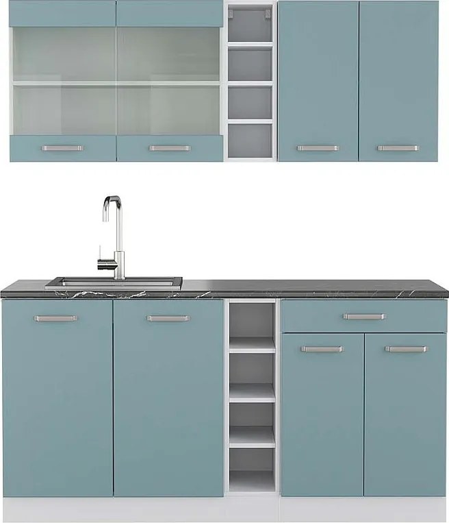 Pojedyncza kuchnia niebiesko-szary/biały 160x60x81.6 r-line