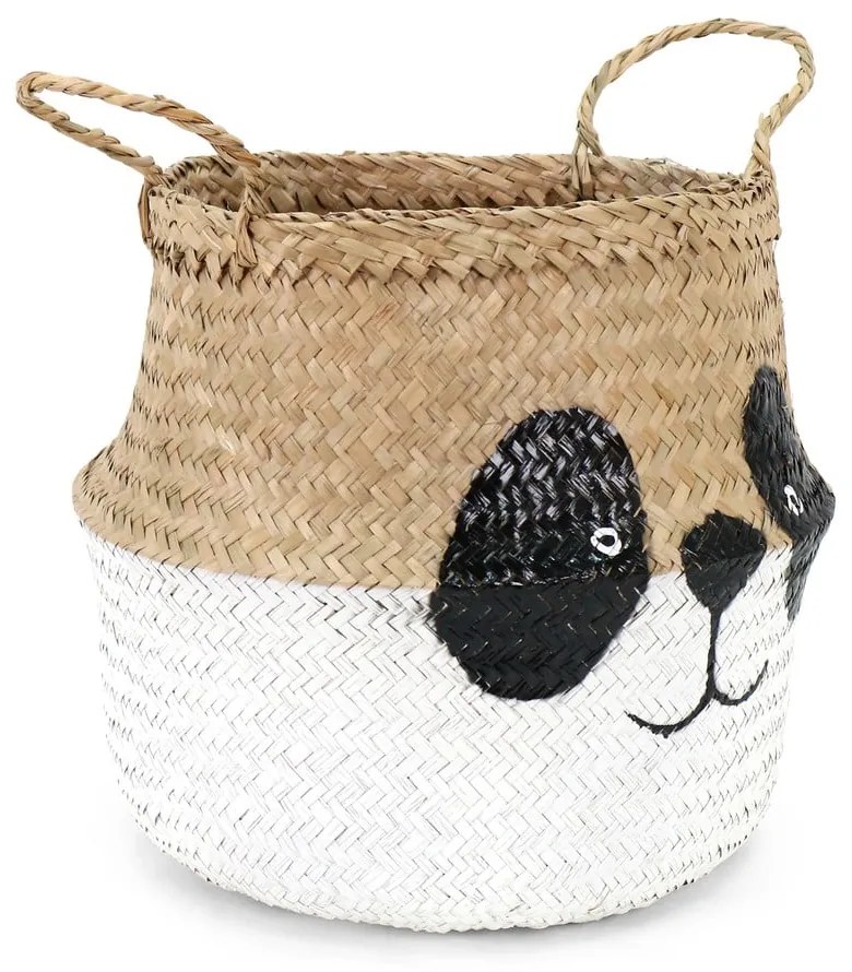 Biało-naturalny dziecięcy kosz na zabawki z trawy morskiej ø 25x24 cm Panda – Compactor