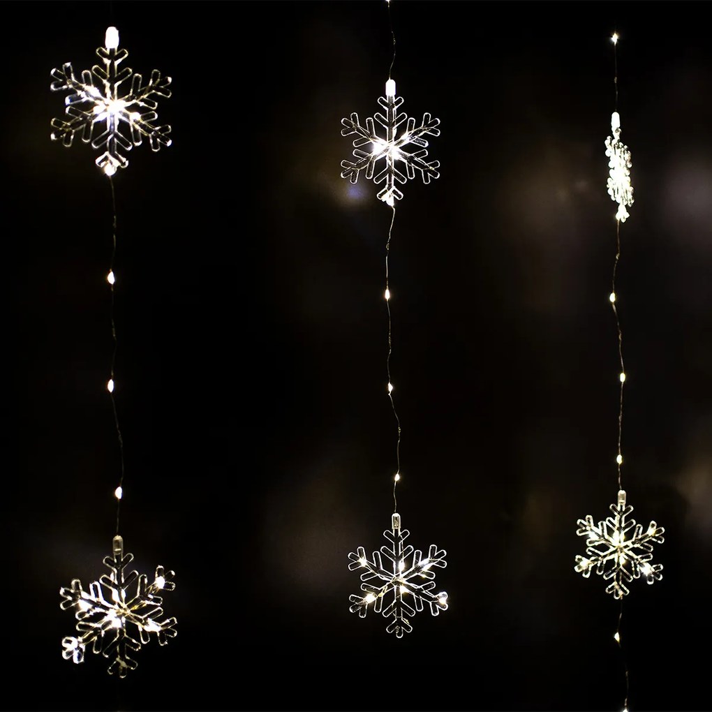 Kurtyna świetlna zewnętrzna Snowflakes, 120x120cm, LED ciepła biała, timer, 8 funkcji, 120 cm