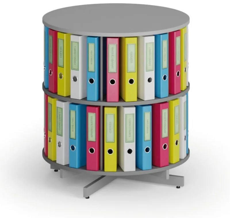 Regał obrotowy na segregatory, 2 półki, szary