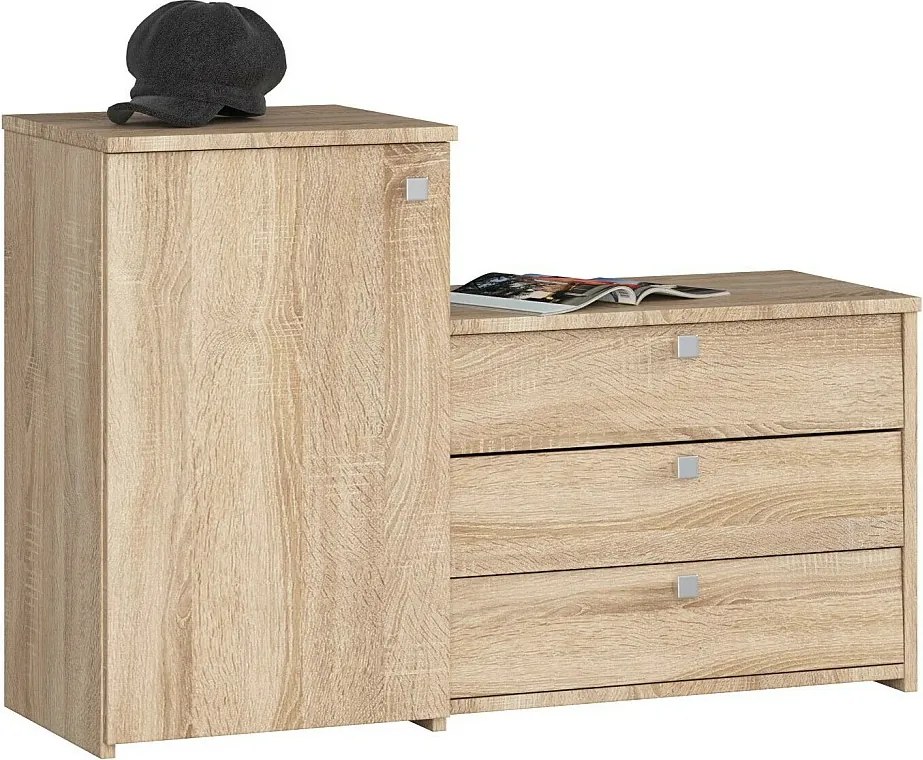 Szafka na buty AKORD S16 Dąb Sonoma 98,4 cm 4 drzwi kolor Dąb Sonoma mat 5 półek 98,4x33x68 cm