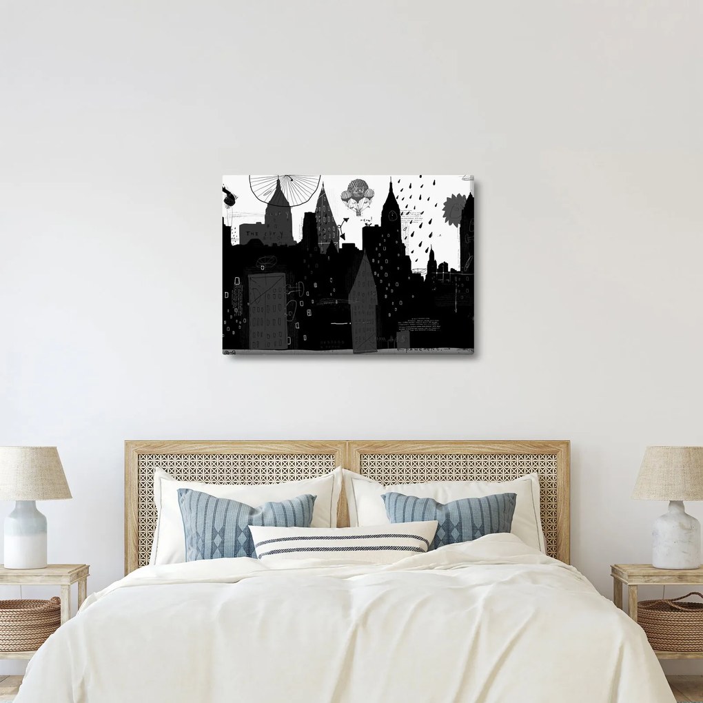Obraz - Miasto z napisami i wzorami (70x50 cm)