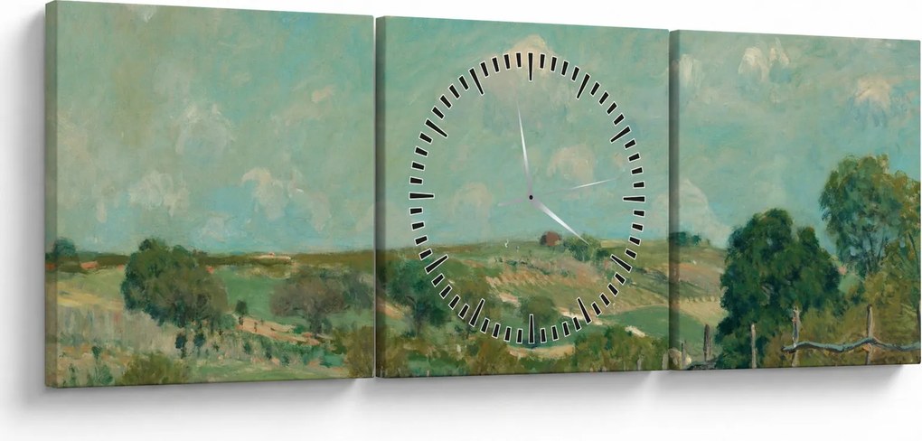 Obraz - Alfred Sisley, Meadow, reprodukcje (z zegarem) (90x30 cm)