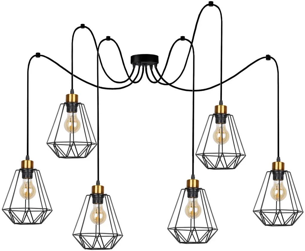 Czarna lampa pająk 6-ramienna - K112-Telesto