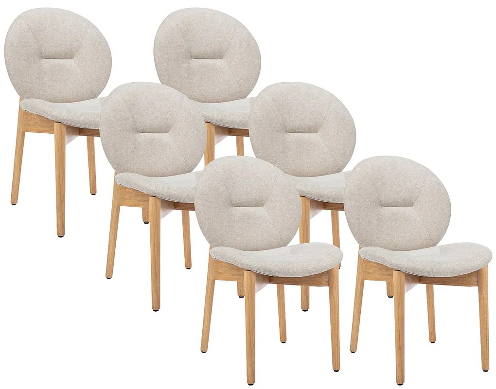 Zestaw 6 krzeseł z tkaniny i drewna kauczukowego - Beżowy - ISADIO