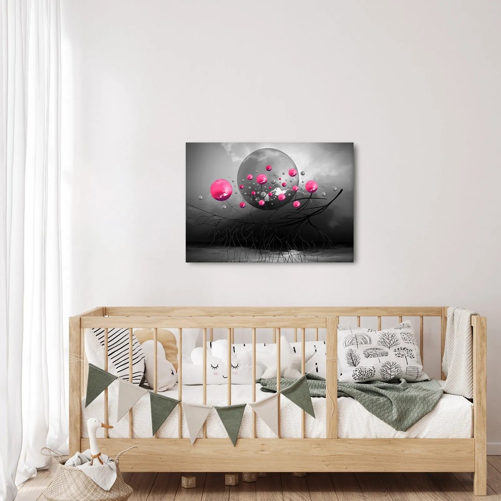 Obraz różowych abstrakcyjnych kul (70x50 cm)