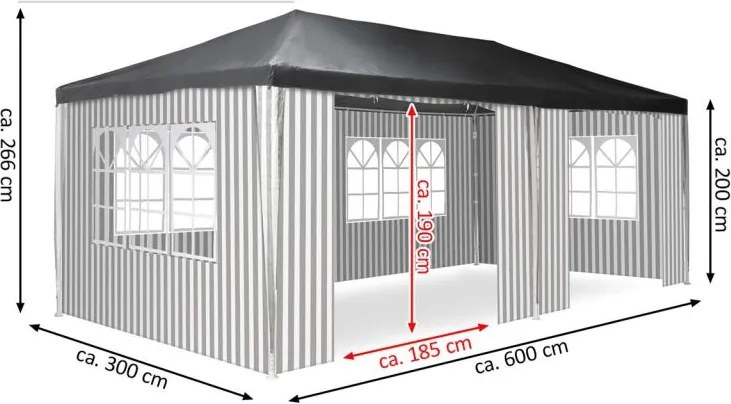 Namiot ogrodowy 3×6 m z systemem klik i bocznymi ściankami