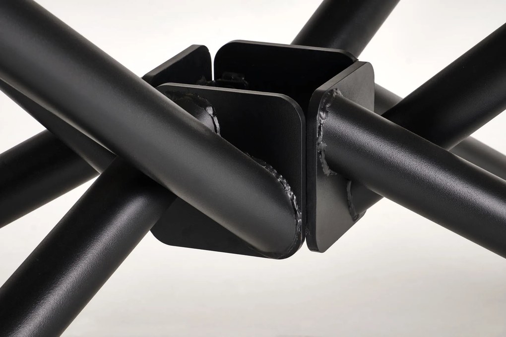 Stół do Jadalni rozkładany spiek biały marmur czarne nogi 160-220/90/75 VITORINO