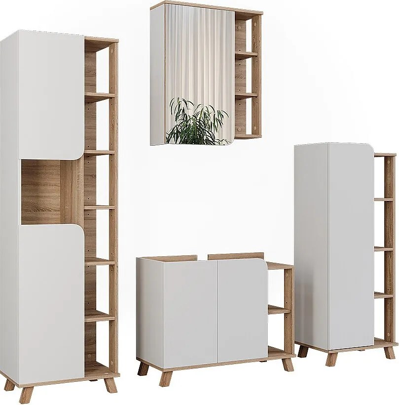Zestaw mebli łazienkowych sonoma/biały 80x35x65 karen