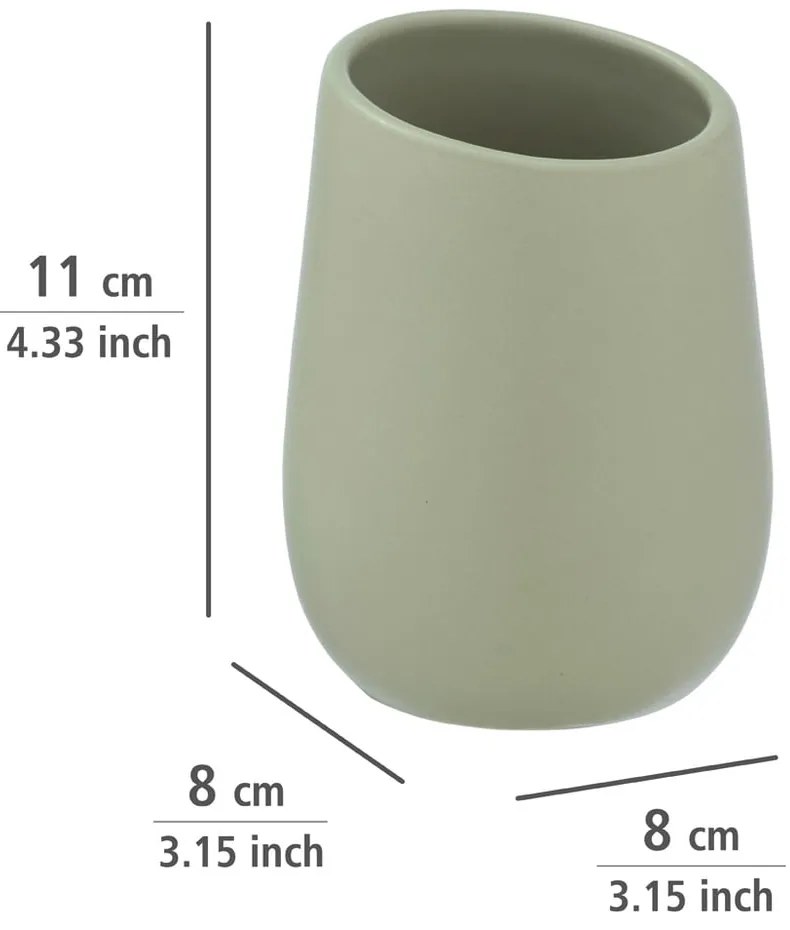 Zielony ceramiczny kubek na szczoteczki do zębów Wenko Badi