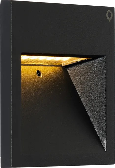 Zestaw 4 nowoczesnych, wpuszczanych lamp ściennych czarnych z LED - Gem 2