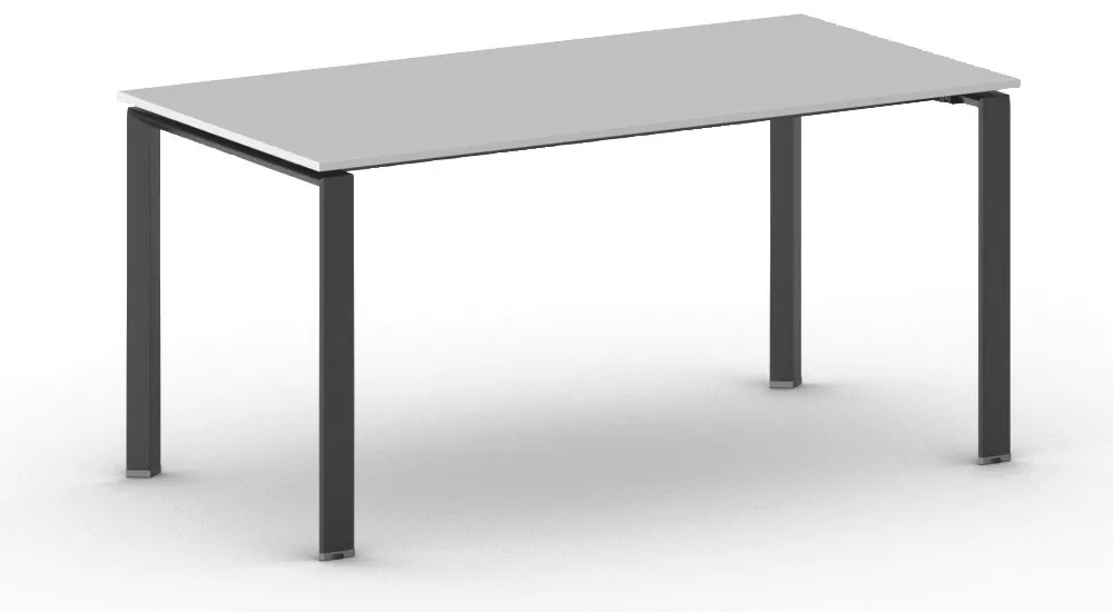 Stół konferencyjny do biura PRIMO INFINITY, 160x80 cm, czarna podstawa, szary
