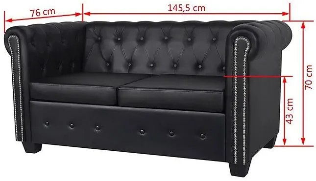 2-osobowa czarna sofa w stylu T1-D68