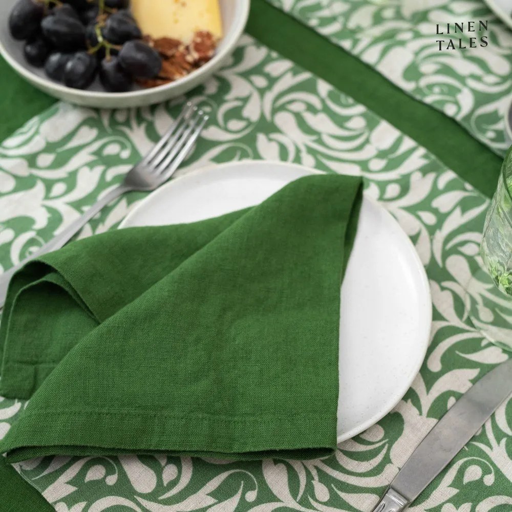 Lniana mata stołowa 35x45 cm Evergreen Damask – Linen Tales