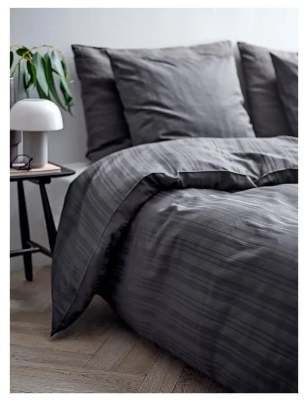 Antracytowa adamaszkowa pościel jednoosobowa 140x220 cm Noble – Södahl