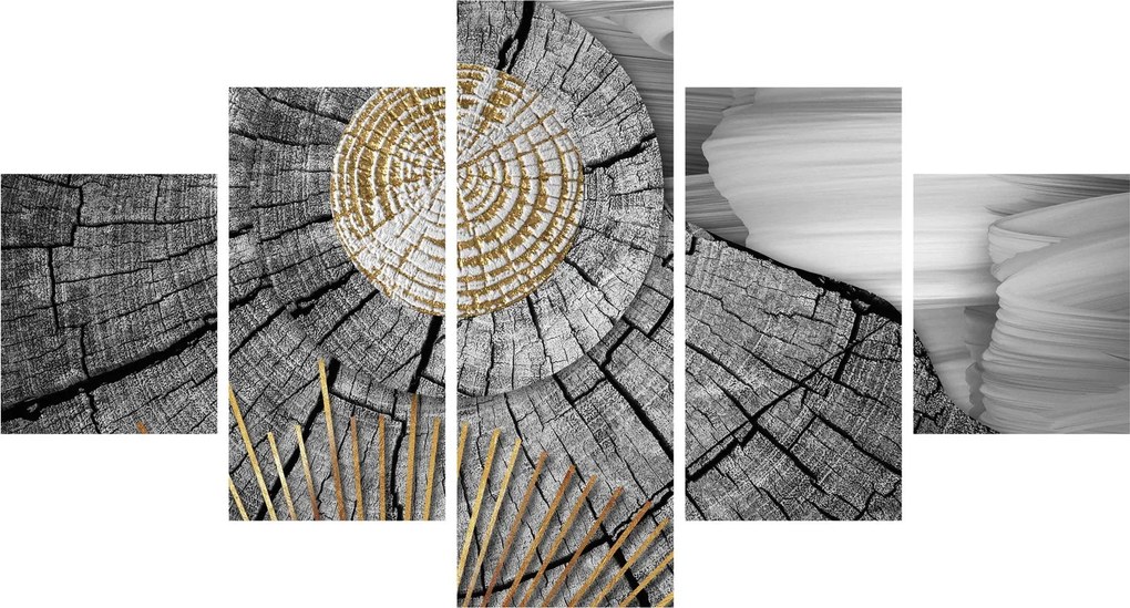 Obraz - Pień drzewa w kolażu (125x70 cm)