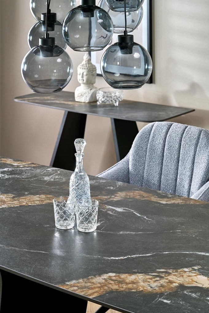 Stół do jadalni rozkładany spiek czarny marmur, 180-260/90/76 cm FORUM