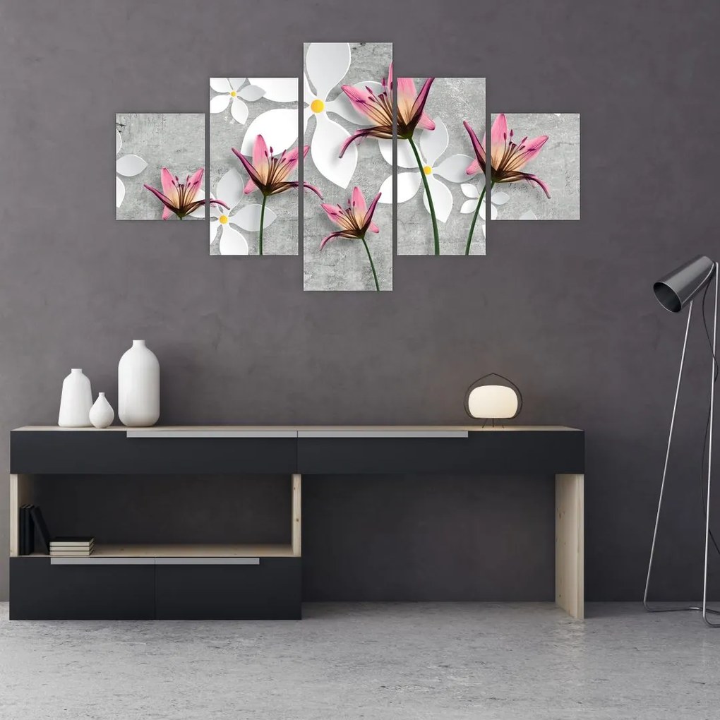Obraz kwiatowej abstrakcji (125x70 cm)
