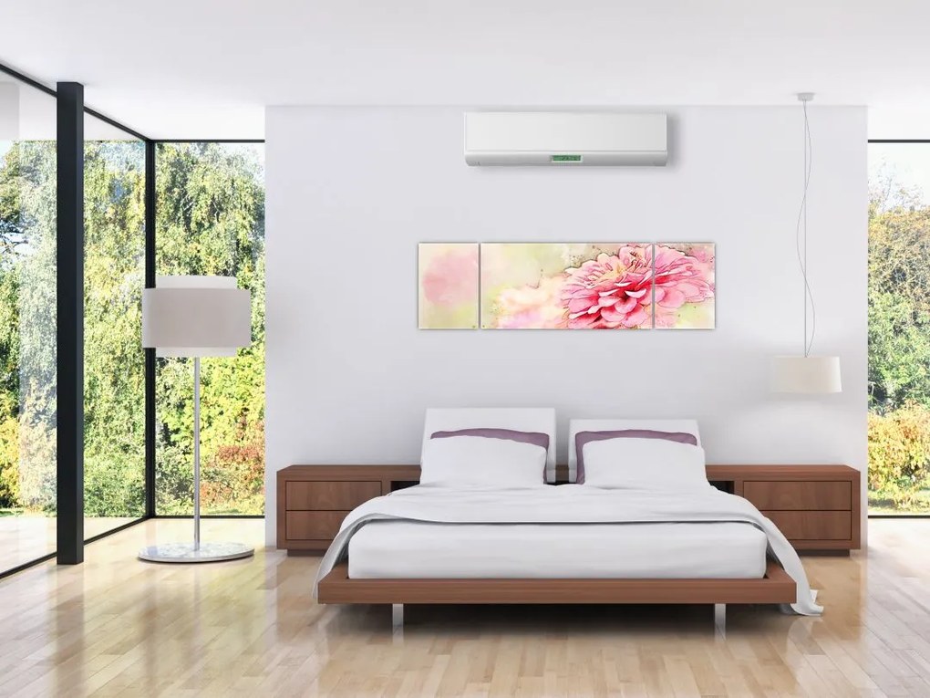 Obraz - Różowy kwiat, akwarela (170x50 cm)