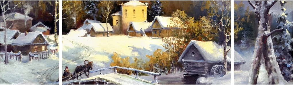 Obraz - Zimowe miasteczko (170x50 cm)
